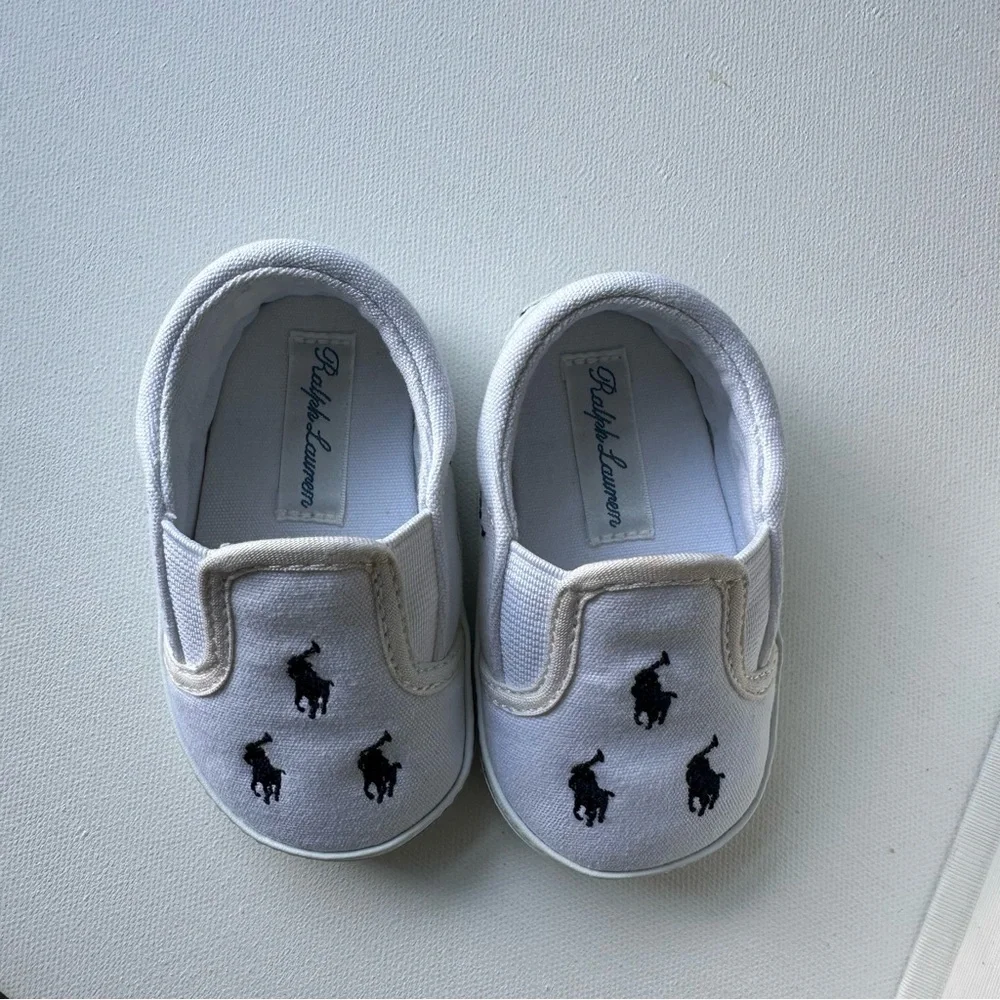 Like New! Ralph Lauren Baby Pony Embroidery Slip On Shoes